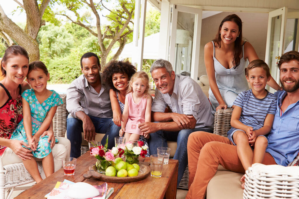 Family and friends posing for a pictur